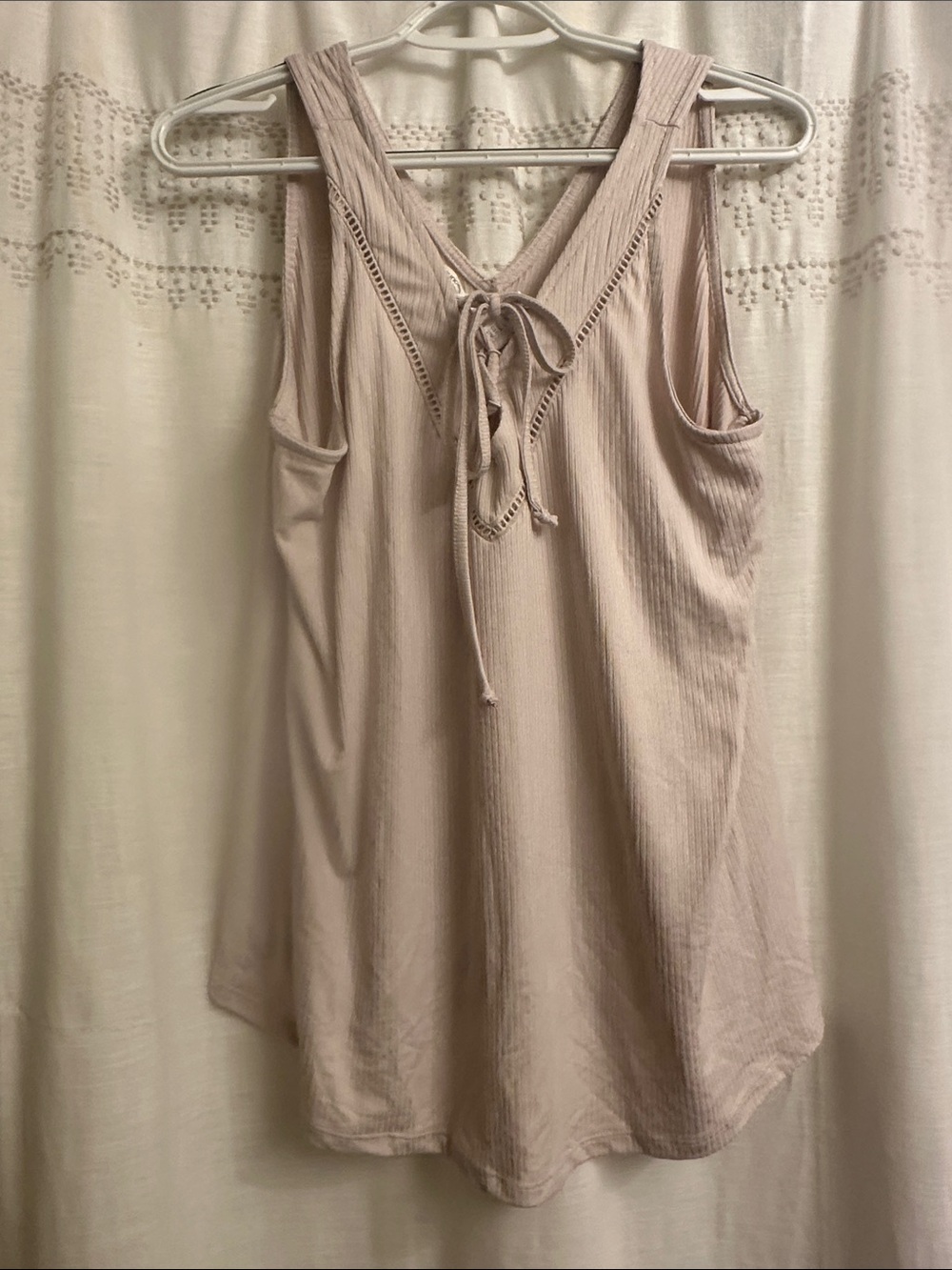 Maurices Lace-Up Ribbed V-Back Tank Top